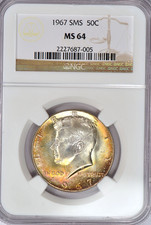 Medio dólar Kennedy 1967 SMS tonificado NGC MS 64 ver video antiguo soporte moneda tonificante