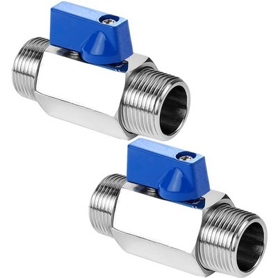 Kugelhahn 1/2 Zoll Messing Doppelset mit blauen Griffen Wasser Öl Gas