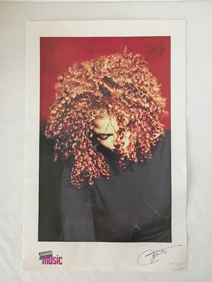 Blockbuster Music 11 x 17 Lithograph of Janet Jackson Signed and Numbered GUC