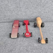 Handmade Pine Derby Scout Soap Box Cars Lot of 3 Wooden Racing Cars Used