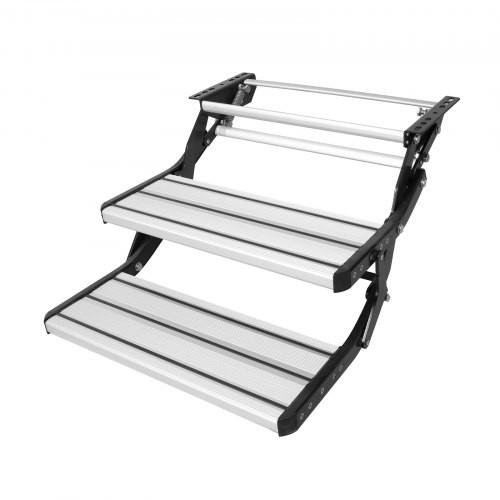 RV Steps,2-Step,Manual Retractable RV Stairs,Foldable,440lbsLoad Capacity,Alumin