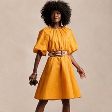 Banana Republic Ramie Open-Back Mini Dress Mad About Mango Size S