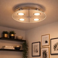 Deckenlampe Deckenleuchte Wohnzimmerleuchte Led Glas Satiniert Chrom Rund 4Xgu10