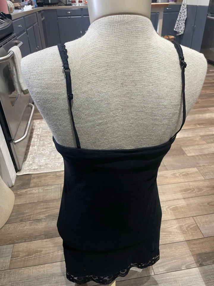 Camiseta sin mangas No Boundaries Juniors Y2K Cami XL negra con ribete de encaje retro caprichoso indie Foto 2 de 4