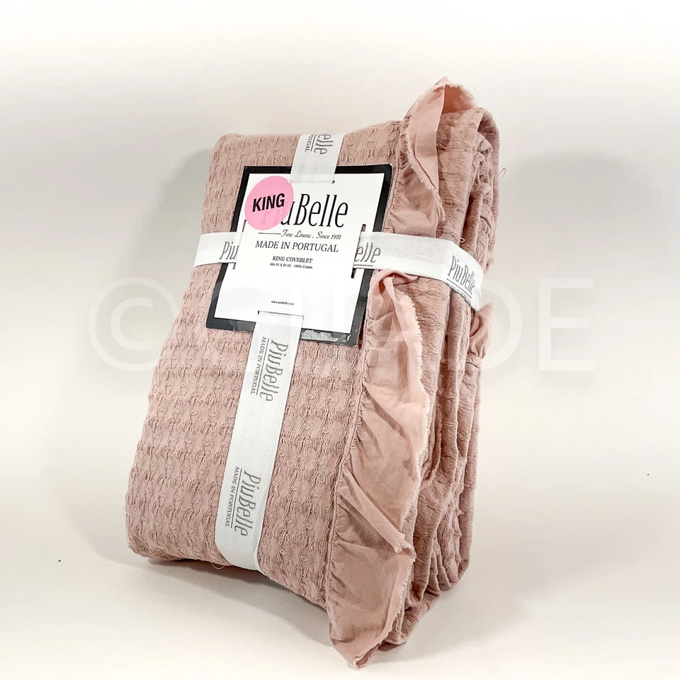 Colcha PiuBelle Portugal KING 100% Algodón Texturizada Rosa Nueva Foto 2 de 4