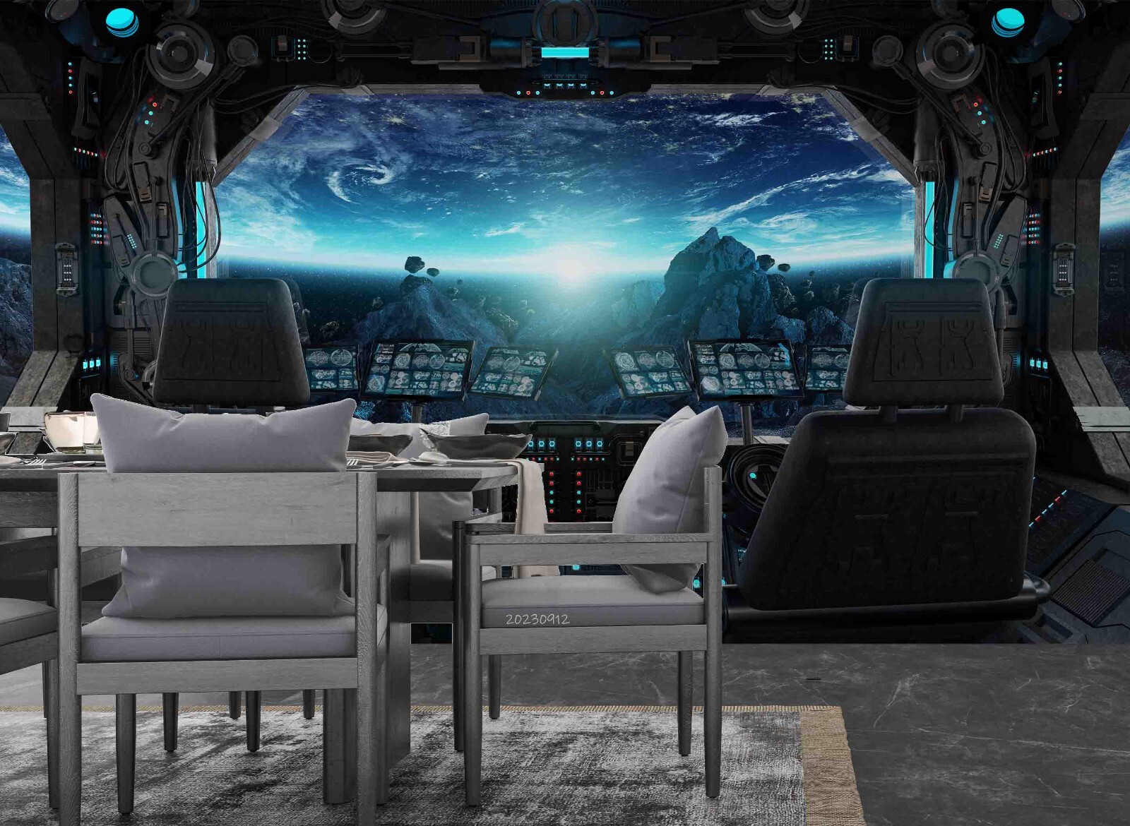 3D Space Spaceship Space Station Wall Murals Wallpaper Murals Wall Sticker