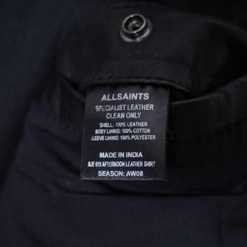 ALL SAINTS Leather Shirt Jacket SMALL Mens Black Biker Punk AFTERNOON Moto S - Picture 4 of 18