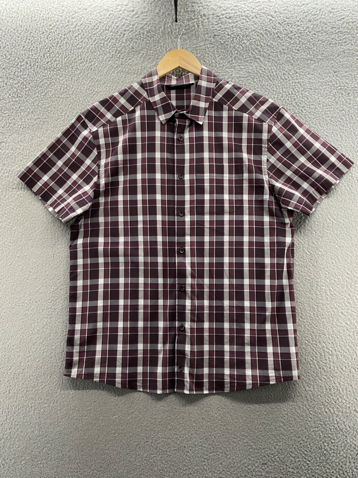 ARC'TERYX Camicia Arcteryx Brohm Uomo Extra Large Viola Bianca a Quadri Bottone Escursionismo Outdoor