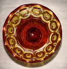 Ruby Red Amberina Footed Compote Candy Dish Moon & Stars Vintage Scalloped Rim — photo 9
