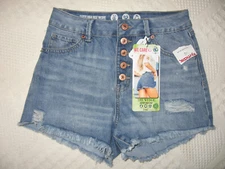 NEW REWASH SUPER HIGH RISE WEDGE SHORTS SZ 3 X 3" LIGHT WASH BUTTON FLY NWT $39