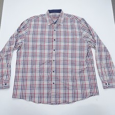 Tasso Elba Dress Shirt Men's XL 17-17.5 Plaid 100 Cotton Fit Formal Classic