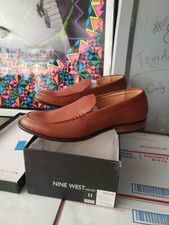 NINE WEST Mens Dress Shoes cognac Hollis Formal Slip On Size 11, #208