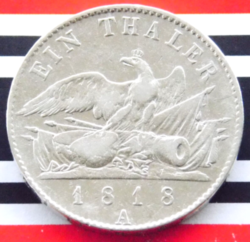 NIEMIECKI 1 TALAR 1818 A PRUSY Fryderyk Wilhelm srebrna stara historia monety + RZADKIE+ - Zdjęcie 1 z 4