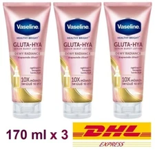 3 x Vaseline Healthy Bright Gluta-Hya Serum Burst Lotion Dewy Radiance 170 ml