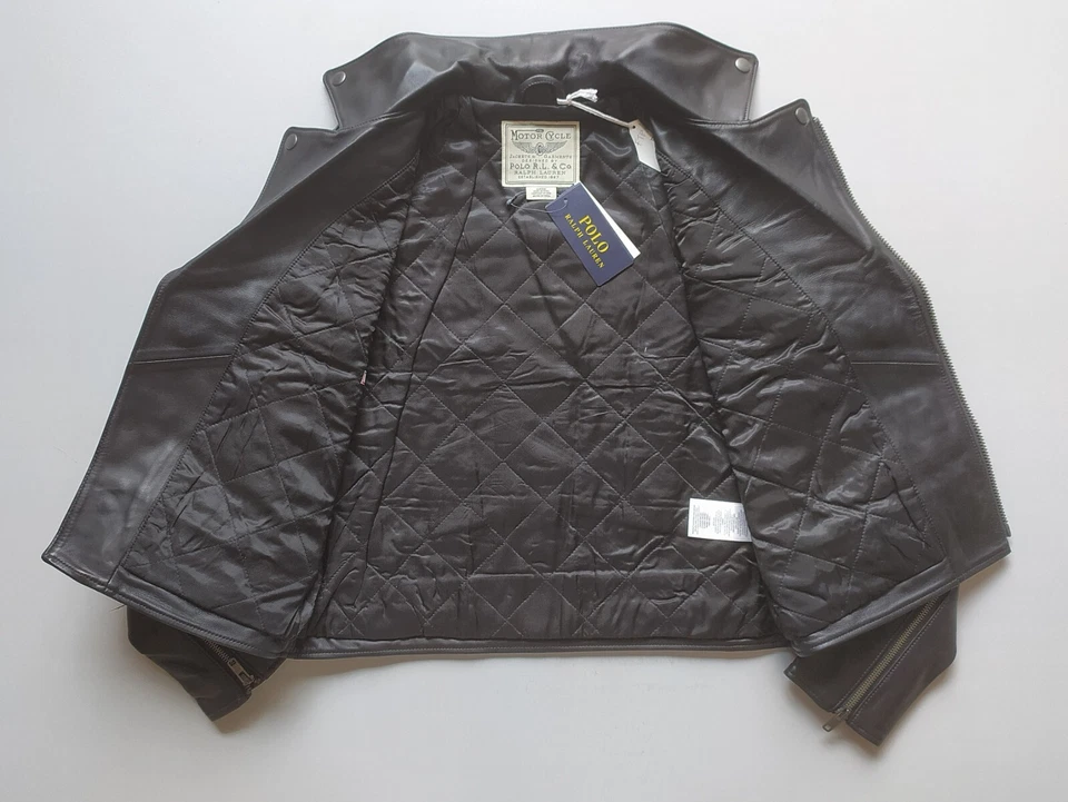 Chaqueta de motociclista de cuero para mujer Polo Ralph Lauren envío a todo el mundo FTP-0710 Foto 3 de 4