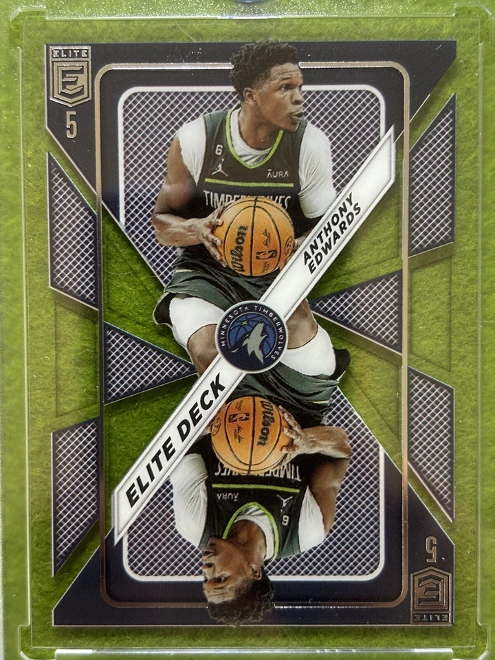 Anthony Edwards CLEAR Elite DECK CARD JERSEY #5 WOLVES SP 2023-24 Donruss Elite - Image 3 of 4