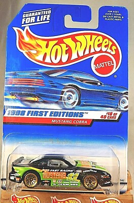1998 Hot Wheels #665 First Editions 18/40 MUSTANG COBRA Black wo/Cosen Malaysia