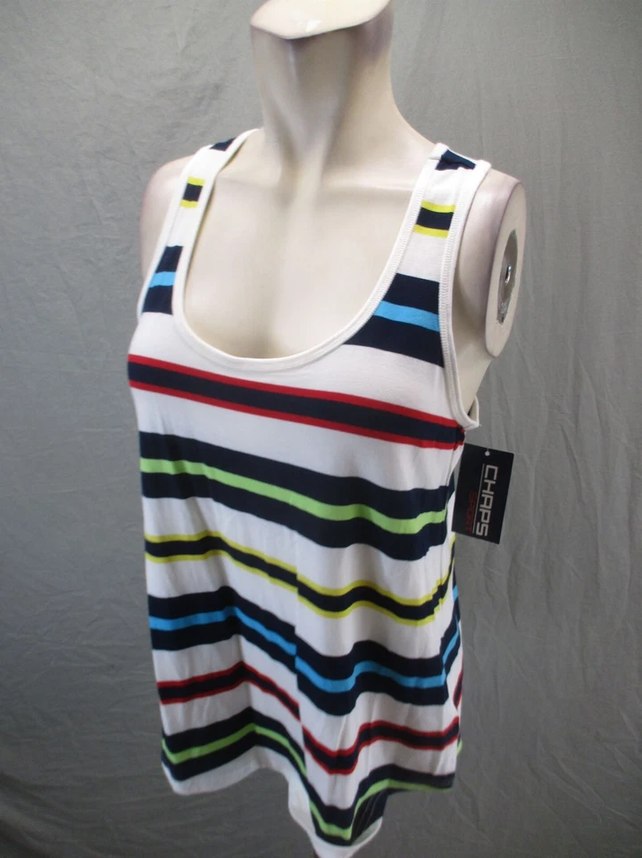 NUEVO CON ETIQUETAS CHAPS SPORT Talla M Mujer Multicolor Elastizado Cuello Redondo Camiseta sin Mangas Atlética 300 Foto 3 de 4