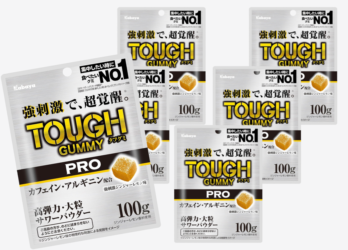 Kabaya TOUGH GUMMY PRO Ginger Lemon 100g x6 Bags | Caffeine&