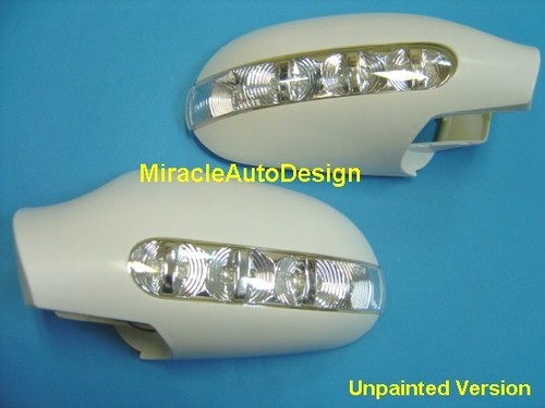 2 Unpainted Mirror Covers + LED Turn Signal For 1996-2004 Mercedes Benz R170 SLK - Picture 3 of 4