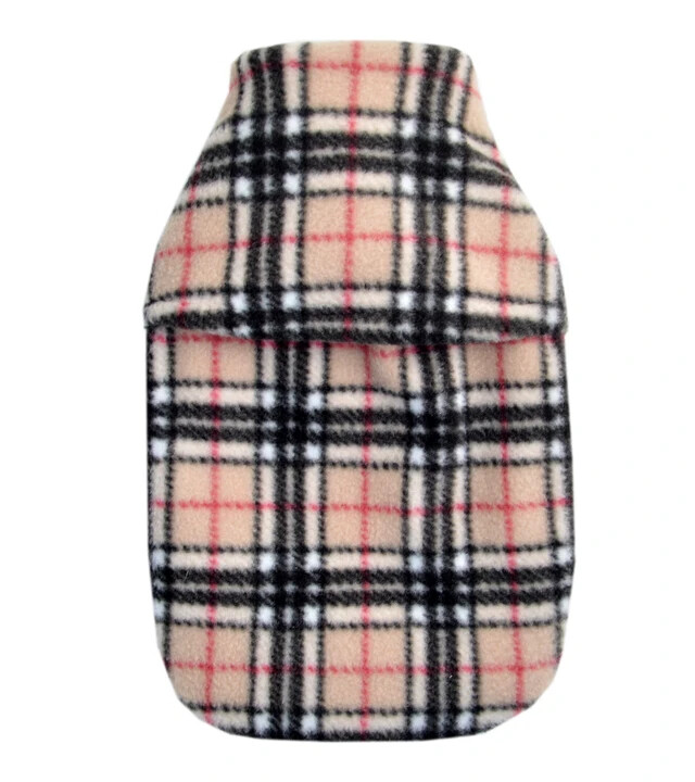 Vagabond BEIGE TARTAN CHECK Fleece 1 LITRE Hot Water Bottle & Cover