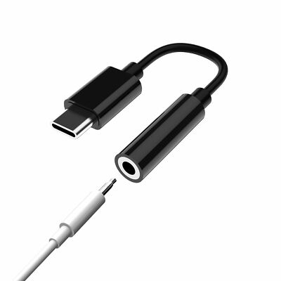 Universal USB Type C to 3.5mm AUX Headphone Adapter Jack Cable For Android Black