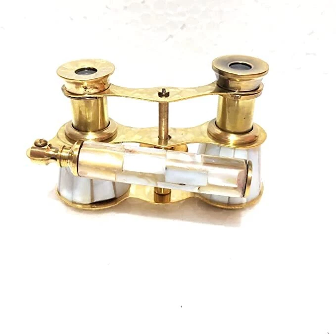 Brass Made Binocular Telescope With Golden And White Handle - Image 3 of 4