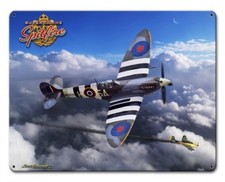 Supermarine Spitfire Jagtflugzeug Flugzeug 2. WK Retro Sign Blechschild Schild