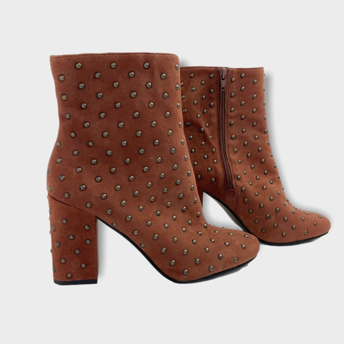 Brown studded ankle clearance boots