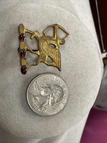 N. S. Meyer Inc New York Goldtone Centaur With Red Gems Pin Brooch - Picture 4 of 8