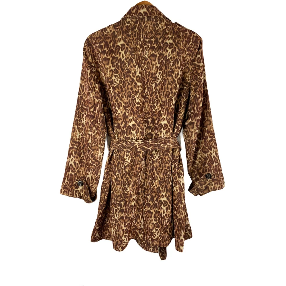 Chaqueta gabardina grande vintage Norton McNaughton imitación gamuza marrón estampado animal Foto 3 de 4