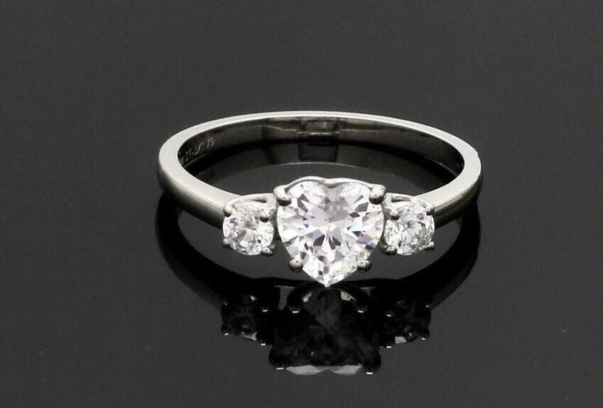 2Ct Heart Cut Lab-Created Diamond Women's Engagement Ring 14K White Gold Plated - Image 4 of 4