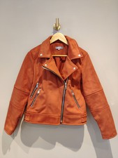 Qvc Michele Hope Faux Suede Biker Jacket Size 10 / 12 Rust