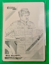 2020 PANINI DONRUSS NASCAR PRINTING PLATE BLACK #1/1 BILL ELLIOTT CARD #87 HOF
