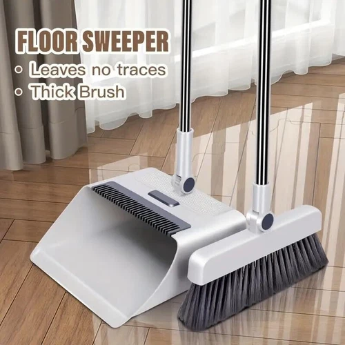 Combo 3-In-1 Broom and Dustpan Set Lightweight Upright Lobby Broom and Dust Pan - Picture 10 of 10