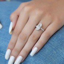 Engagement Diamond Ring Lab Grown 18k White Gold Marquise 2.21 Ct IGI E F VS