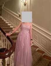 davids bridal lilac corset back ballgown formal dress size 4