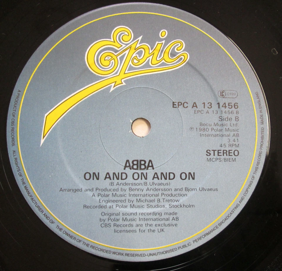 ABBA Lay All Your Love On Me / On And On And On 12" Vinyl EPIC EPC 1 13-1456 - Image 3 of 4