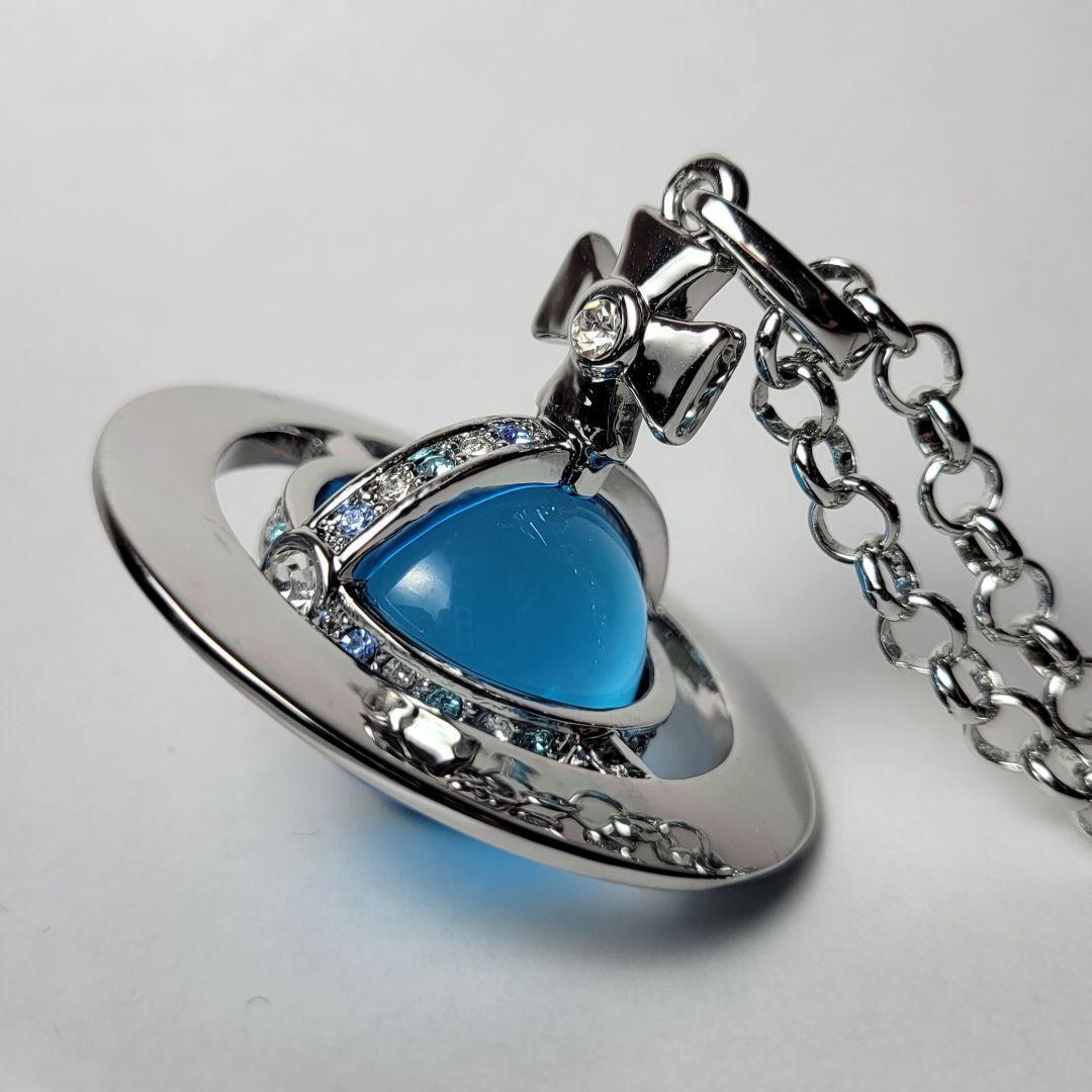 Vivienne Westwood Small Orb Necklace Pendant Blue x Silver