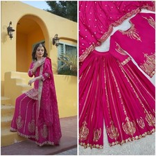 PUNJABI SHARARA PLAZZO KURTI PLAZZO SALWAR KAMEEZ SUIT WOMEN READY MADE DESIGNER