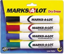 Avery 24409 Marks-A-Lot Desk-Style Dry Erase Marker, Chisel Tip, Assorted, 4/Set