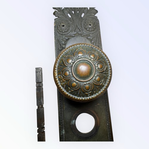 Massive Front Entry Door Knobs & Plates Set 1880’s Victorian Cast Bronze 17” - Picture 13 of 15