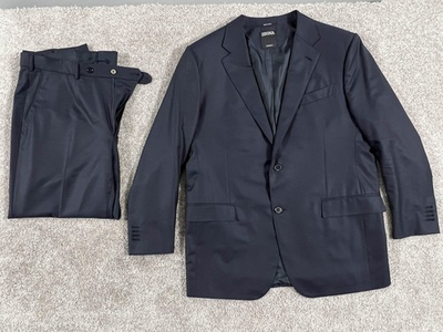 #ad #ad Zegna Sartorial Suit Mens 44R Navy Blue 15 Milmil 15 Wool 2 Piece Made Italy $2500.00