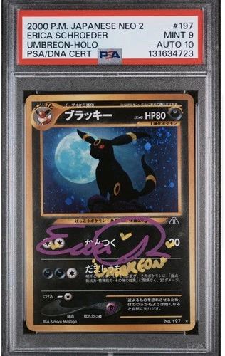 2000 POKEMON JAPANESE NEO 2 #197 UMBREON-HOLO PSA 9 auto 10 from Erica Schroeder