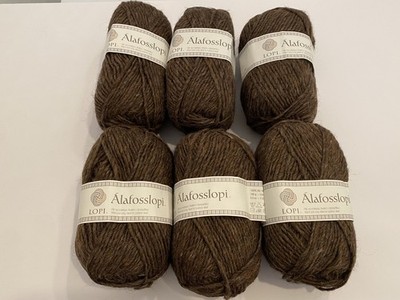 6x Alafoss Lopi Icelandic Wool Yarn, Color 0867 Brown, 100g 100m