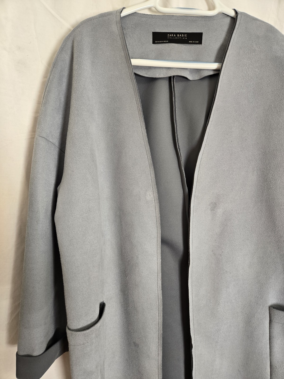 Zara Basic Collection Grey Blazer Suede Feel  Siz… - image 2