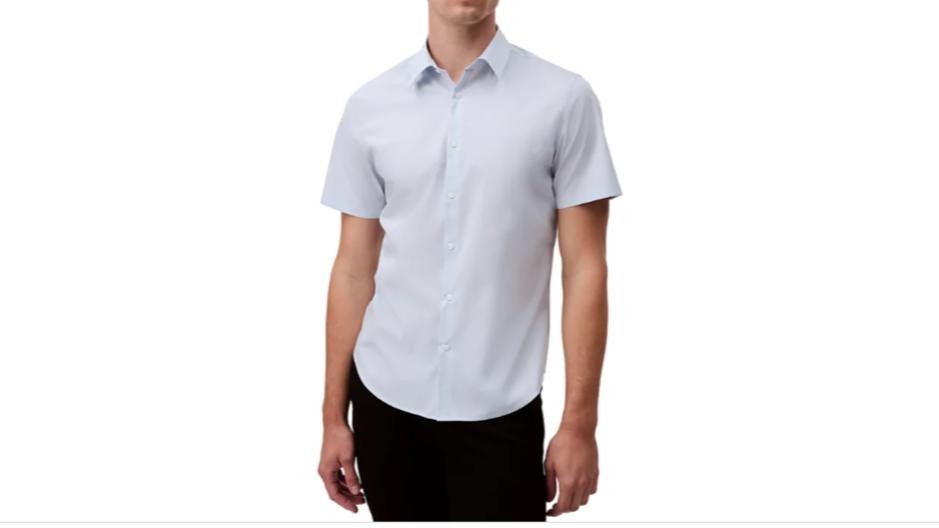Calvin Klein Mens Slim Fit Short Sleeve Stretch Button-Front Shirt XL 9490₽
