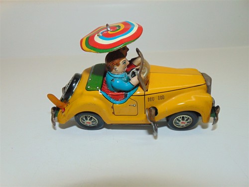 Vintage Marusan Toys Japan Windup Wonder MG Car Toy-Tin Litho-works-w/track - Picture 11 of 15