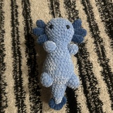 Blue Axolotl Chenille Crochet Stuffed Animal Handmade Plush Toy