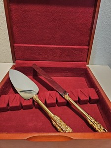 Gorgeous Vintage Wedding Cake Knife and Server Set Stainless Steel Japan WithBox